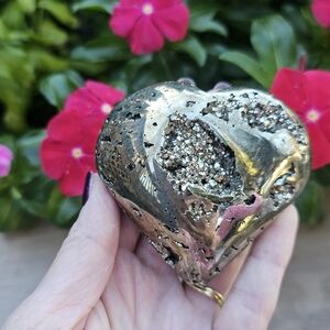 Heart-Shaped Pyrite Crystal Stone